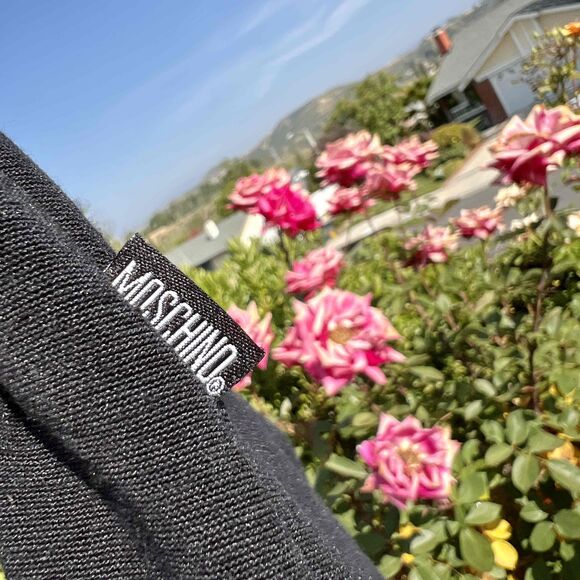 Moschino Jeans Mini Dress Black Logo Zip Side Size 8 fits Medium and Small - Picture 7 of 10